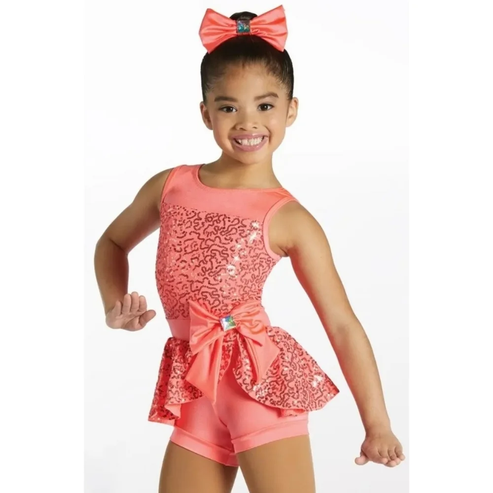 Weissman Showtime Stars Sequin Peplum Biketard Size SC